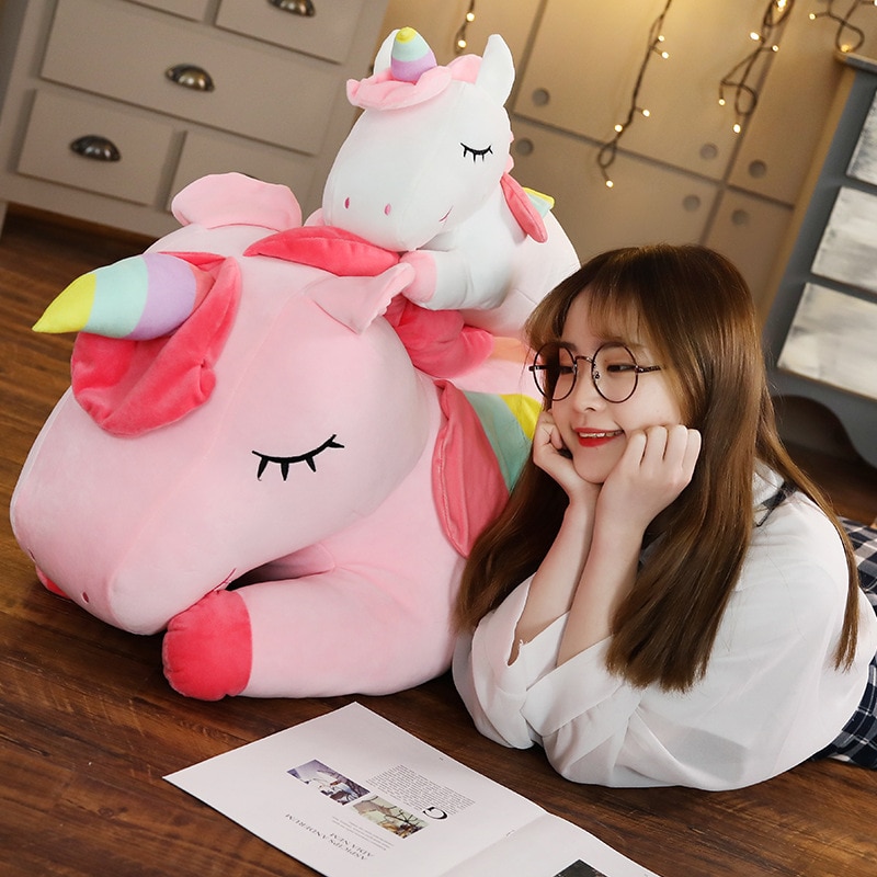 25 100CM Kawaii Giant Unicorn Plush Toys Cute Stuffed Animal Soft Sleep Pillow Cushion Horse Doll 2