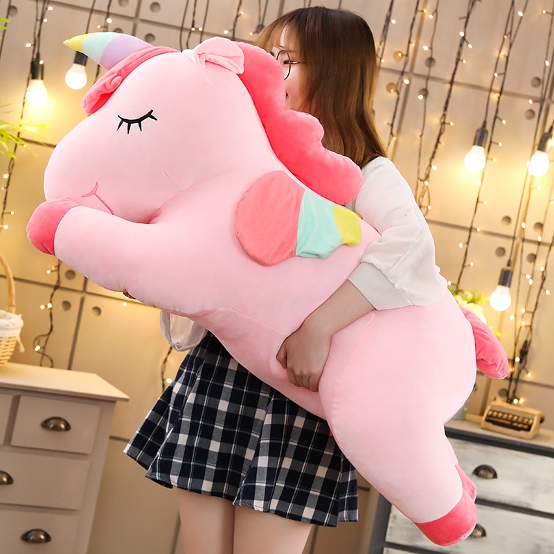 25 100CM Kawaii Giant Unicorn Plush Toys Cute Stuffed Animal Soft Sleep Pillow Cushion Horse Doll