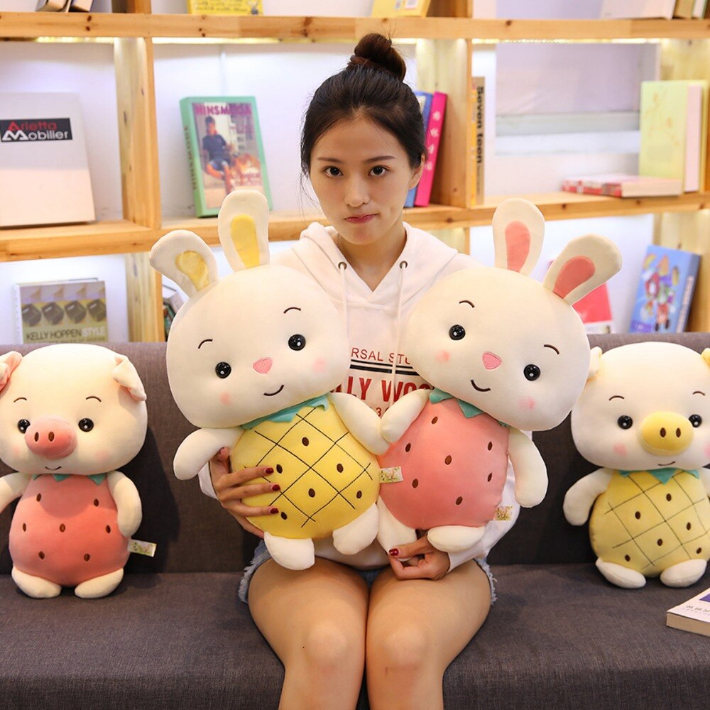 1pc 23 50cm Kawaii Stuffed Plush Fruit Pig Toys Rabbit Girl Gift Brinquedos Soft Animal Toys 5