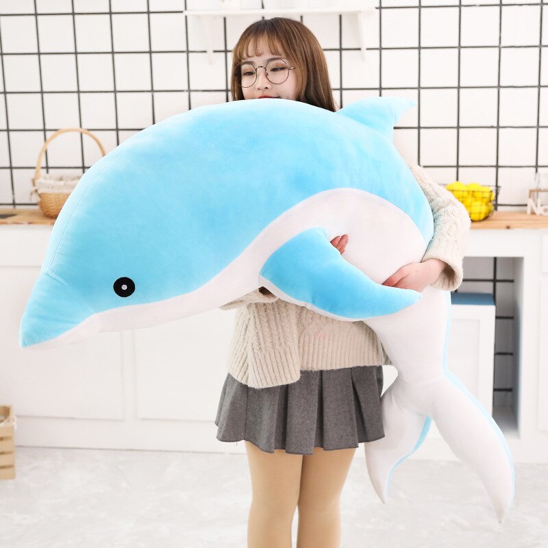30 50 70cm Kawaii Dolphin Plush Toys Cute Stuffed Animal Dolls Cotton Sleeping Cushion Soft Pillow 1