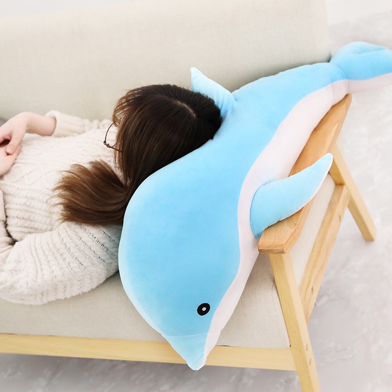30 50 70cm Kawaii Dolphin Plush Toys Cute Stuffed Animal Dolls Cotton Sleeping Cushion Soft Pillow 2