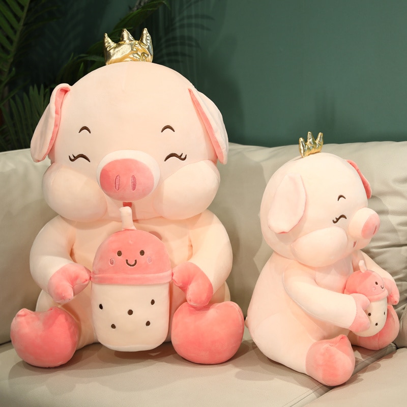 Cute Boba Milk Tea Pig Plushie Toy Soft Animal Stuffed Toys Taste Milk Tea Hug Pillow 2