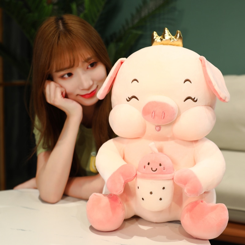 Cute Boba Milk Tea Pig Plushie Toy Soft Animal Stuffed Toys Taste Milk Tea Hug Pillow 4