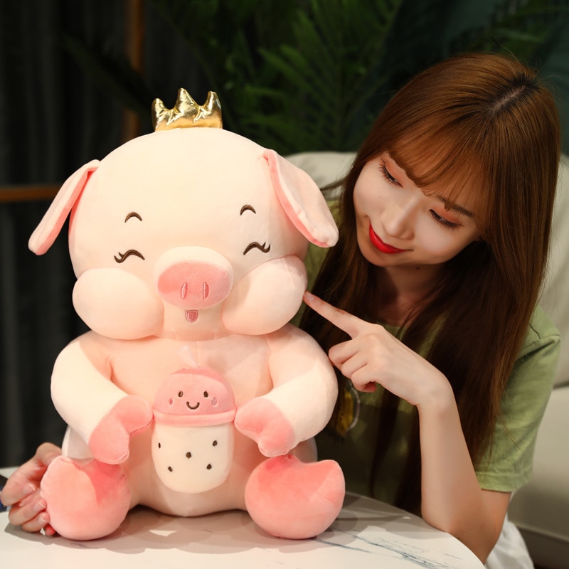 Cute Boba Milk Tea Pig Plushie Toy Soft Animal Stuffed Toys Taste Milk Tea Hug Pillow 5