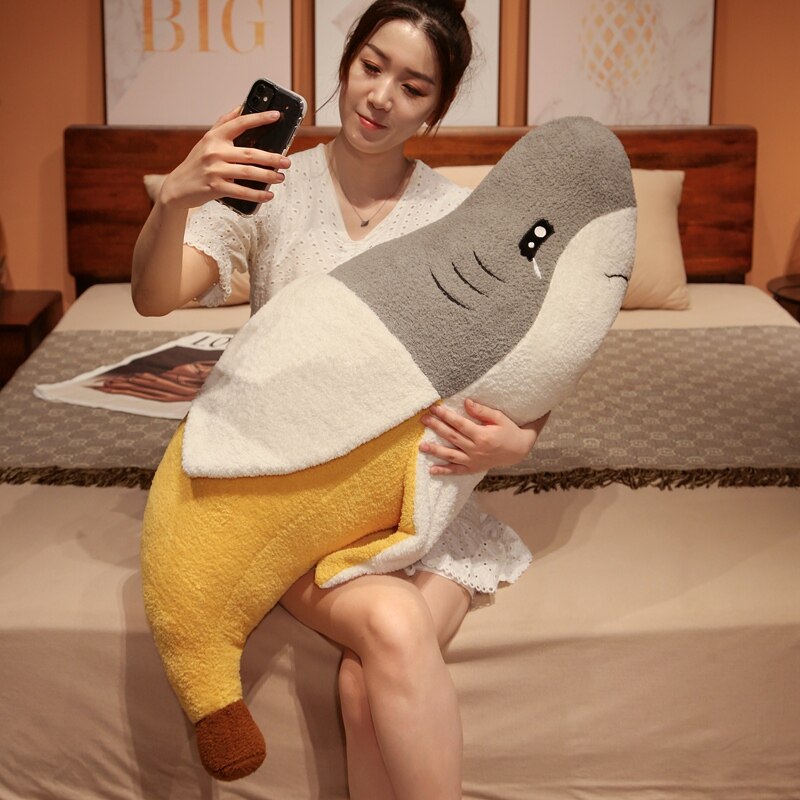 Kawaii Transform Shark Banana Plush Toy Stuffed Cute Backpack Pendant Doll Animal Pillow Soft Cartoon Cushion 1