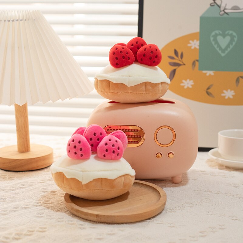 Stuffed Cake Plushie Strawberry Fruit Muffin Shape Plush Toys Cute Face Cream Snack Parsty Decor Party 1