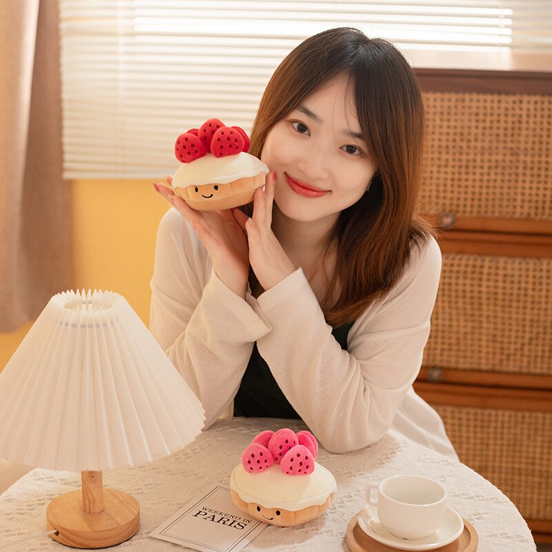 Stuffed Cake Plushie Strawberry Fruit Muffin Shape Plush Toys Cute Face Cream Snack Parsty Decor Party 3