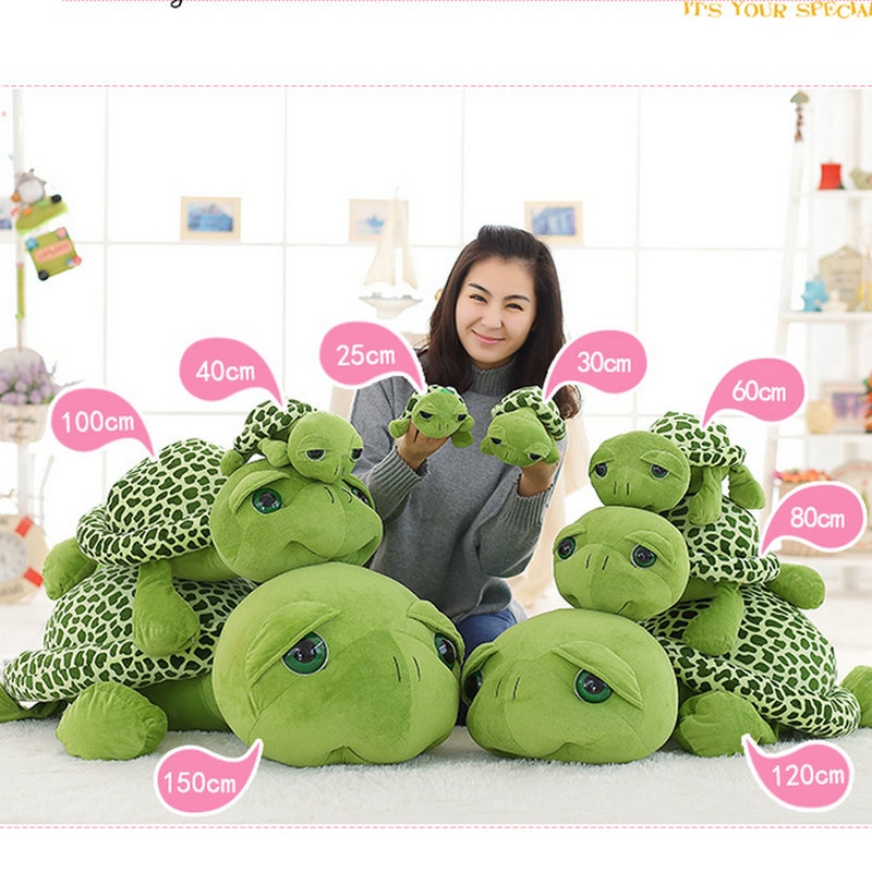 20 100cm Cute Super Green Big Eyes Stuffed Tortoise Doll Turtle Animal Plush Toy Baby Kids 5