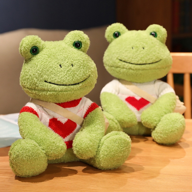 25cm Kawaii Dressing Frog Plush Toy Stuffed Animal Fluffy Frog Figure Doll Soft Pillow For Children 4