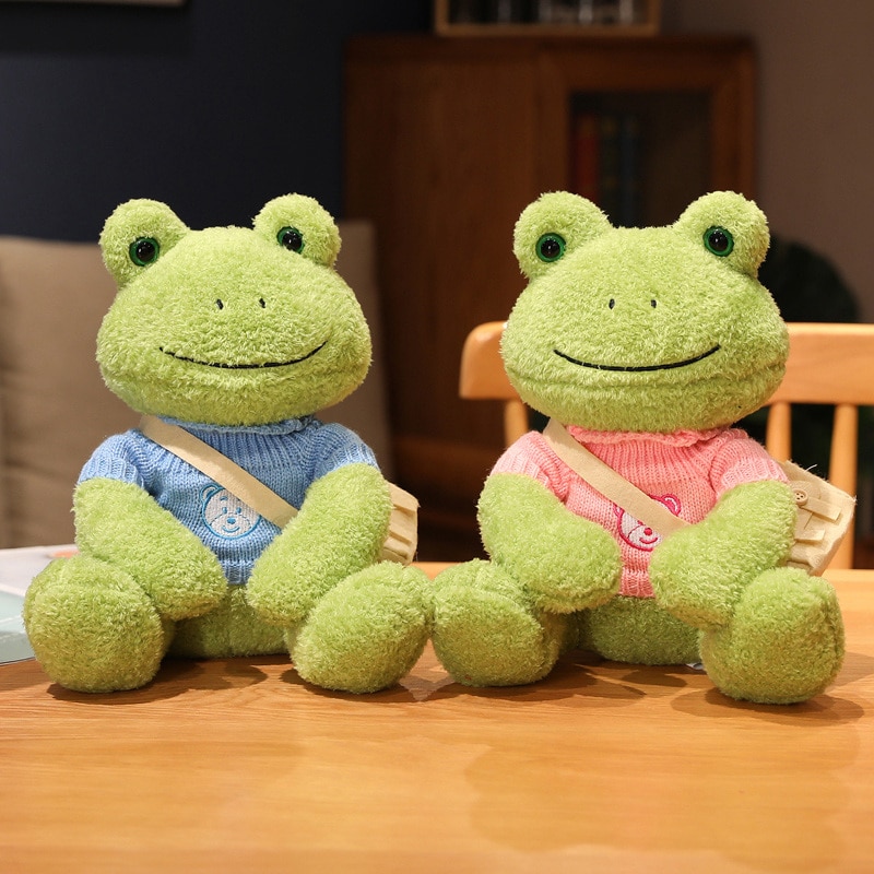 25cm Kawaii Dressing Frog Plush Toy Stuffed Animal Fluffy Frog Figure Doll Soft Pillow For Children 5