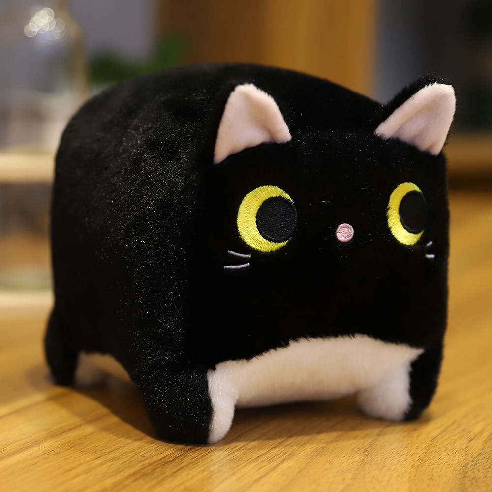 Cartoon Animal Square Pocket Cat Plush Toy Figure Big Black Cat Plush Toy Figure 8 claw 4
