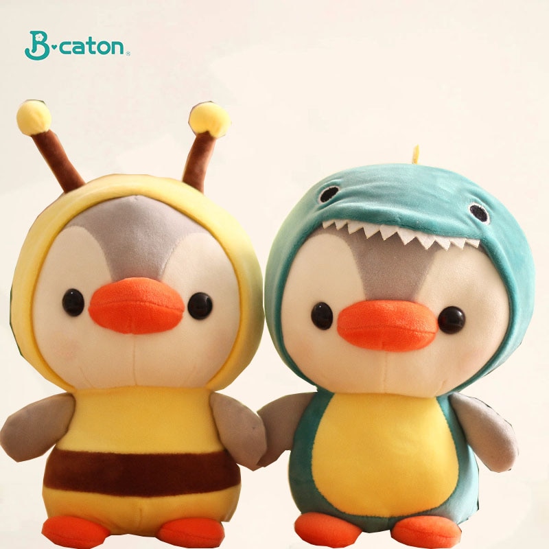 Kawaii Plush Toy Penguin Turn To Dinosaur Frog Unicorn Bee Stuffed Doll Cartoon Animal Birthday Christmas 4
