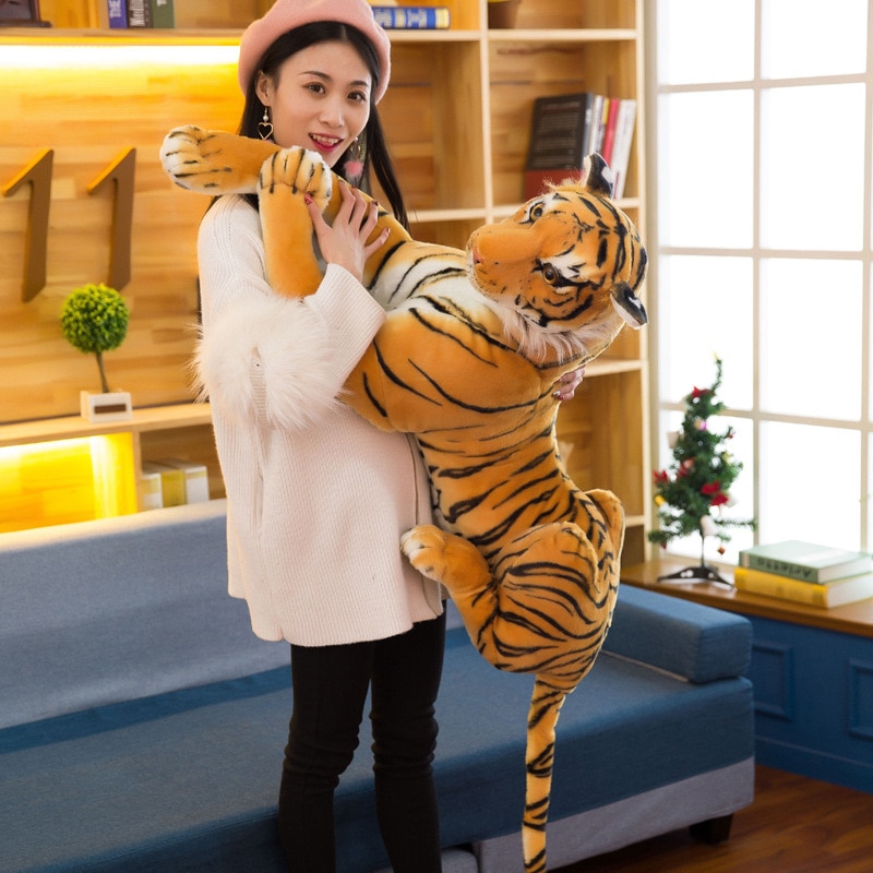 Length including tail Big Tiger Plush Toy Soft Stuffed Animals Simulation White Tiger Jaguar Doll Children 1