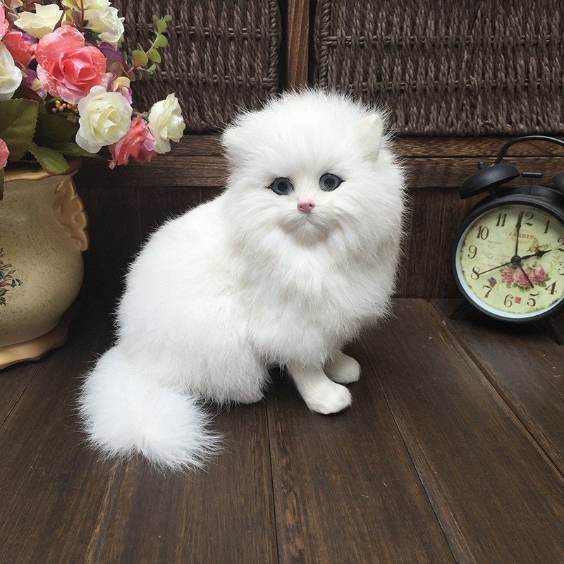 Realistic White Persian Cats Stuffed Toys Simulation Cat Dolls Table Decor Gift for Kids Boys Girls 1