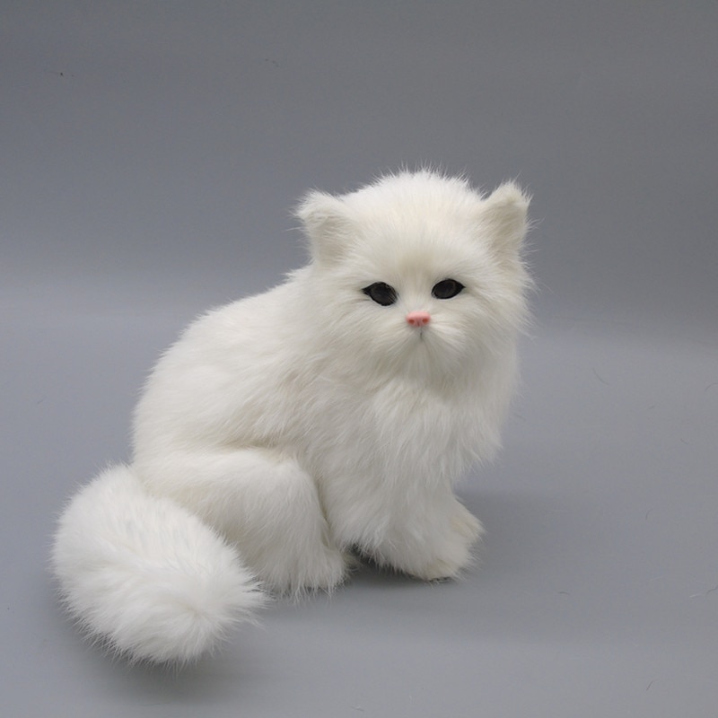 Realistic White Persian Cats Stuffed Toys Simulation Cat Dolls Table Decor Gift for Kids Boys Girls 3