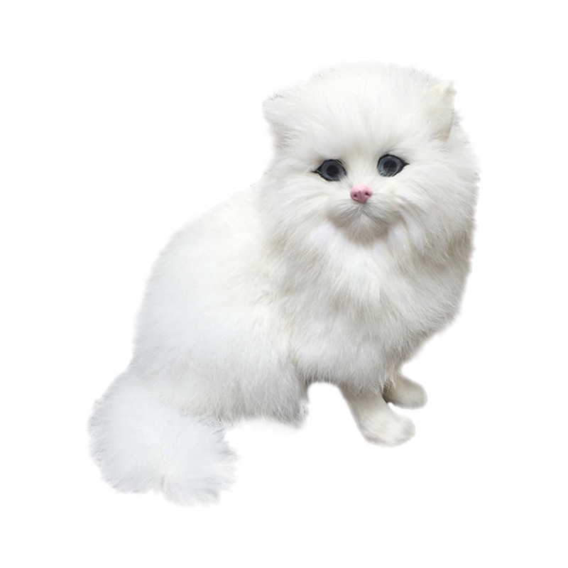 Realistic White Persian Cats Stuffed Toys Simulation Cat Dolls Table Decor Gift for Kids Boys Girls 4