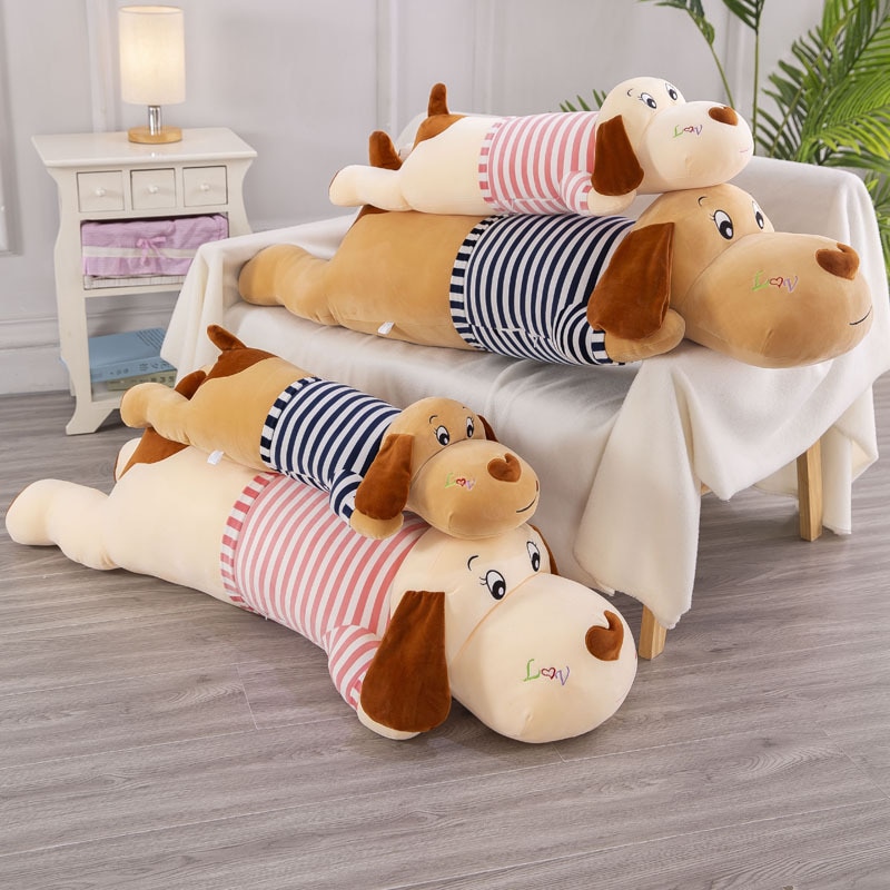 50 130cm New Soft Body Couple Striped Big Dog Doll Stuffed Animal Home Decoration Sofa Pillow 3