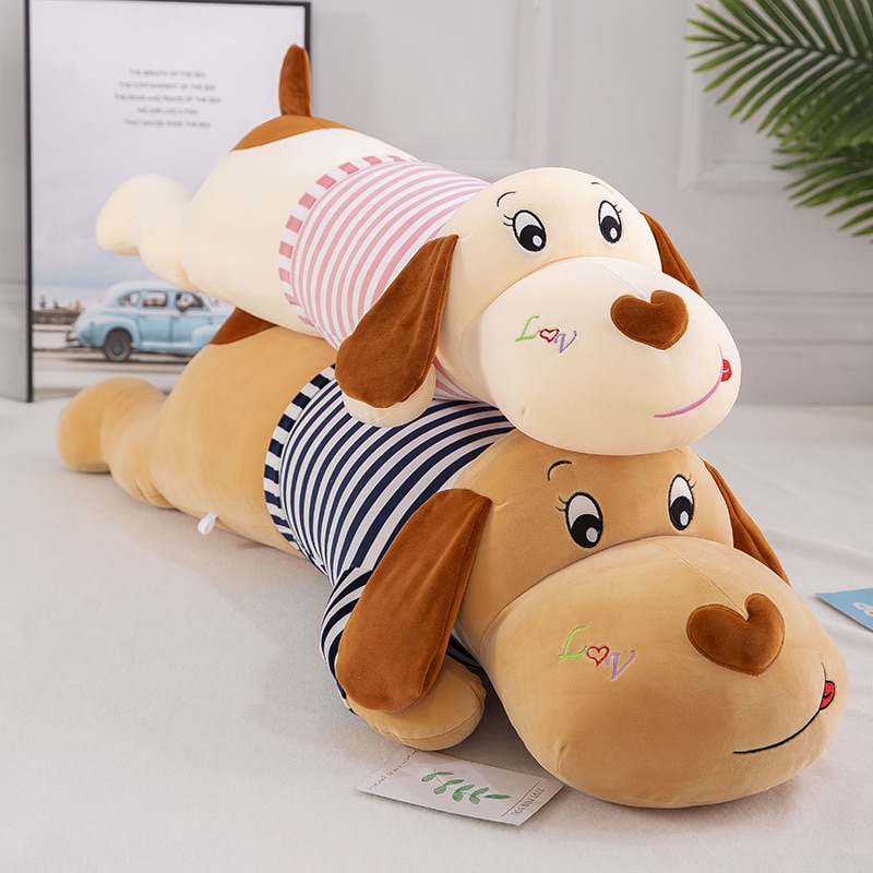 50 130cm New Soft Body Couple Striped Big Dog Doll Stuffed Animal Home Decoration Sofa Pillow 4