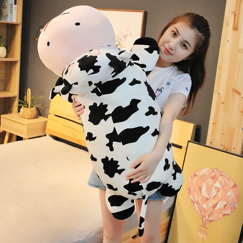 80 120cm Giant Size Lying Cow Soft Plush Sleep Pillow Stuffed Cute Animal Cattle Plush Toys 5