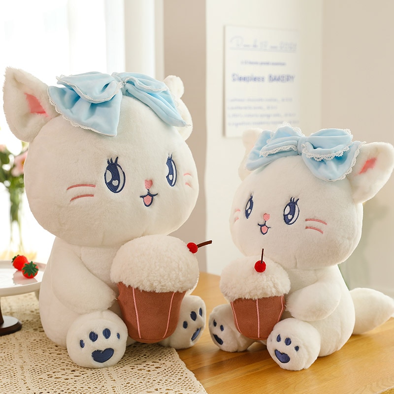 Cute Ice Cream Cat Bow Stuffed Toy Cat Sitting Posture Cloth Doll Sofa Cushion Children s 3