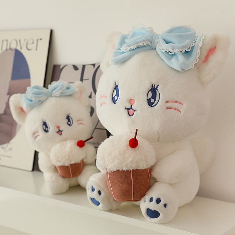 Cute Ice Cream Cat Bow Stuffed Toy Cat Sitting Posture Cloth Doll Sofa Cushion Children s 4