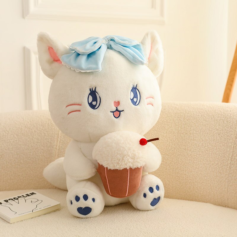 Cute Ice Cream Cat Bow Stuffed Toy Cat Sitting Posture Cloth Doll Sofa Cushion Children s 5