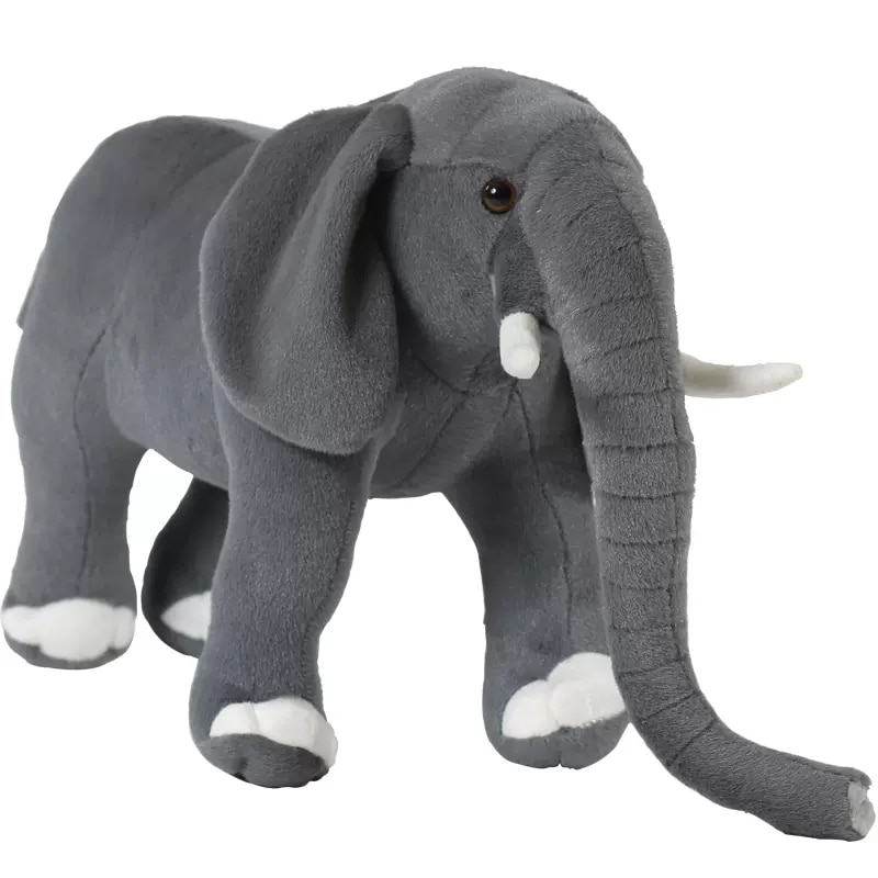 Gray Elephant Plush Toy Cartoon Simulation Standing Elephant Stuffed Animals Children Toys Doll Photography Props Bed 1