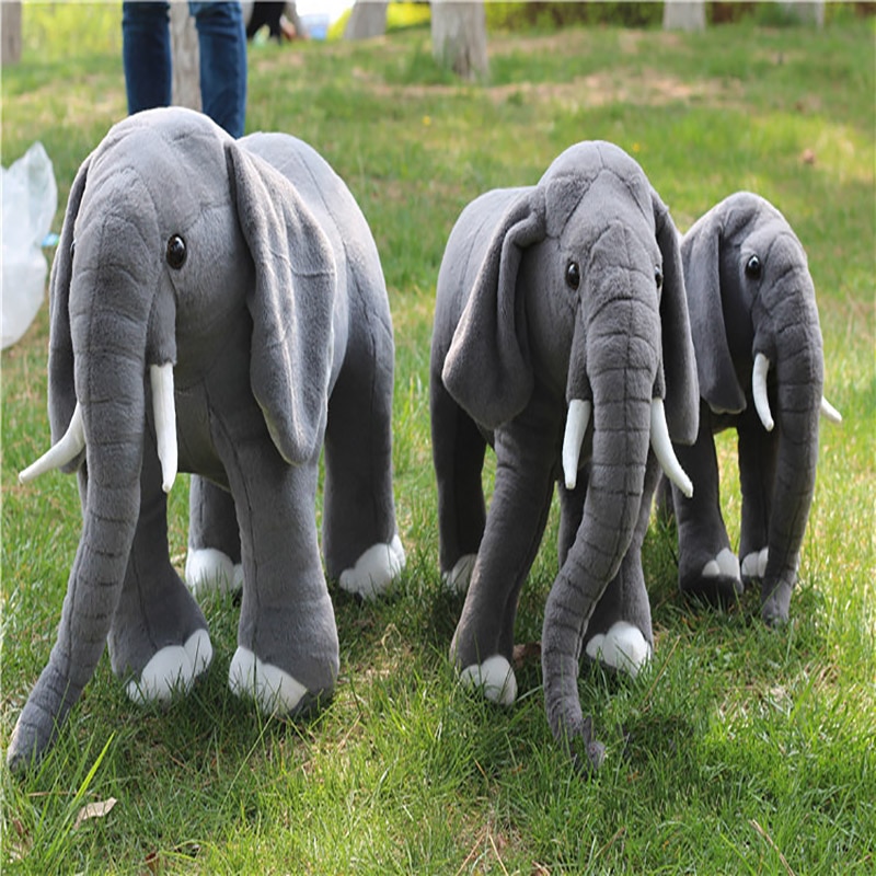 Gray Elephant Plush Toy Cartoon Simulation Standing Elephant Stuffed Animals Children Toys Doll Photography Props Bed 2