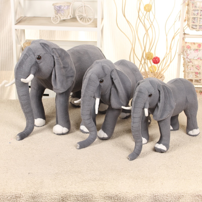 Gray Elephant Plush Toy Cartoon Simulation Standing Elephant Stuffed Animals Children Toys Doll Photography Props Bed 3