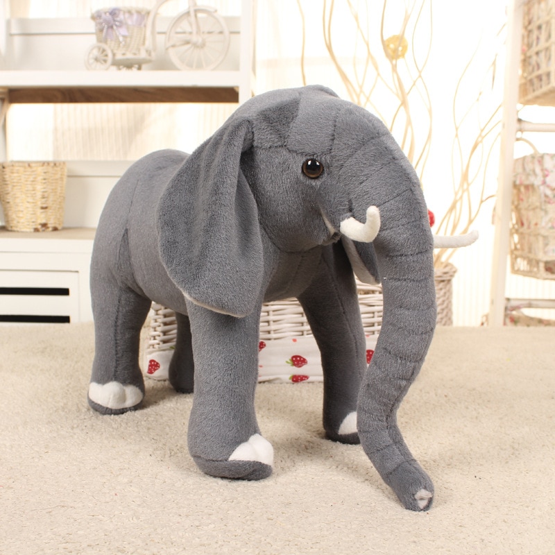 Gray Elephant Plush Toy Cartoon Simulation Standing Elephant Stuffed Animals Children Toys Doll Photography Props Bed 5